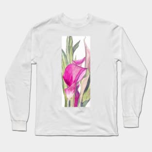 Pink Calla Lily watercolour painting Long Sleeve T-Shirt